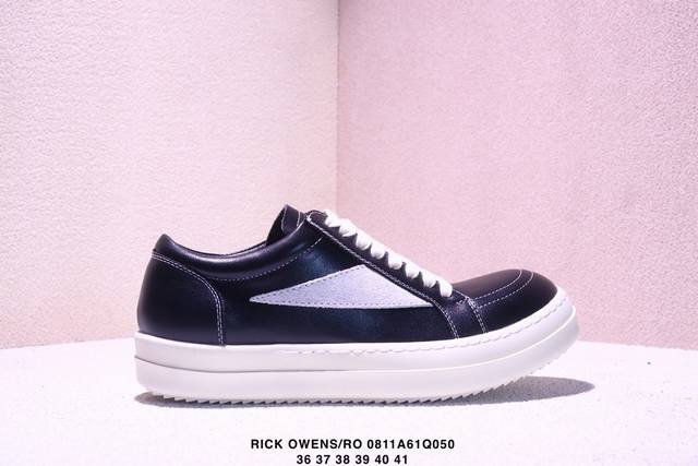 Rick Owens Ro 皮革 系带圆头平底 低帮 板鞋 女款 黑色 Xm0811Q050