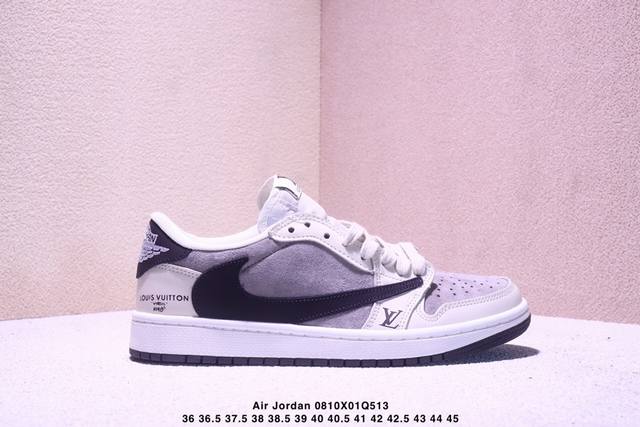 Nike Air Jordan 1 X Travis Scott Aj1倒勾 乔一倒钩 ‘Diy’定制 耐克 低帮文化篮球鞋 完美品质出货 细节如图所示 鞋面切