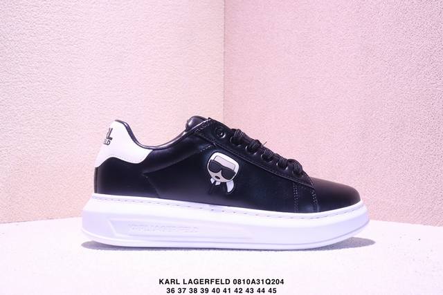 Karl Lagerfeld Kapri 皮革 圆头系带 卡通人物印花设计 低帮 板鞋 男款 黑色 Size:36～45 Xm0810Q204