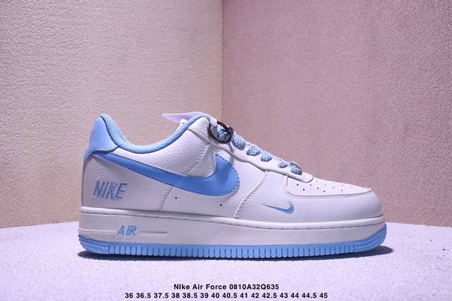 海外限量发售！公司级Nike Air Force 1 '07 Low “Nike联名 天蓝勾”空军一号 低帮 运动鞋 休闲鞋 折边针车 工艺难度大 原楦头原纸板