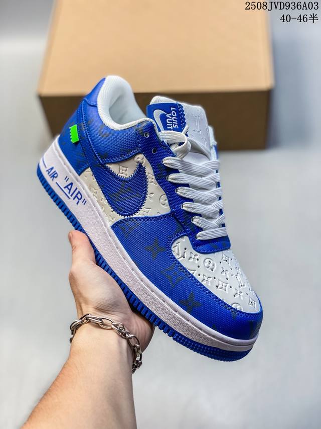 升级版 Louisvuittonxnike Air Force 1 Low低帮系带板鞋 Lv联名 空军一号 Af1低帮运动休闲板鞋 官方同步 1比1原装级别 头