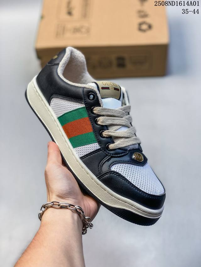 真标Gucci Distressed Screener Sneaker 怀旧版 原版做旧 古驰小脏鞋系列 尺码:如图 编码：08Ny1614A01