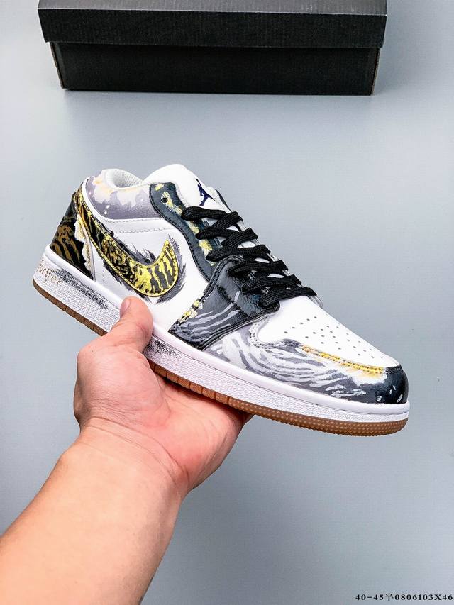 公司级头层！耐克Nike Air Jordan 1 Low Aj1乔1 低帮潮流缓运动休闲板鞋。Aj1 低帮拼接 完美版型真头层牛皮# 内置缓震气垫 原鞋开模