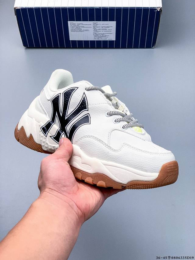 Mlb Chunky Liner 厚底休闲跑步鞋 Ny印花 牛皮材质运动鞋 0806335D19