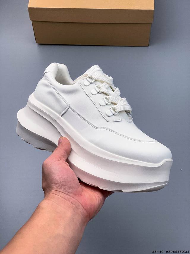 Cdg联名厚底增高小白鞋女易梦玲同款系带牛皮运动鞋 0806525X22