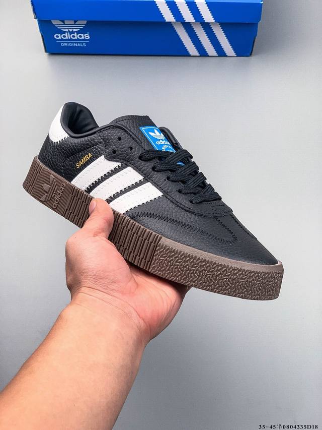 真标半码！阿迪达斯Adidas Samba Rose 三叶草 复古厚底增高休闲板鞋 0804335D18