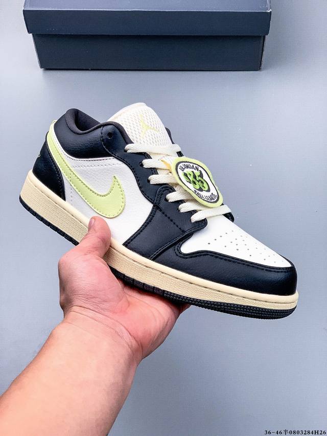 公司级头层！耐克Nike Air Jordan 1 Low Aj1 乔1 低帮潮流运动休闲板鞋。Aj1 低帮拼接 完美版型真头层牛皮# 内置缓震气垫 原鞋开模