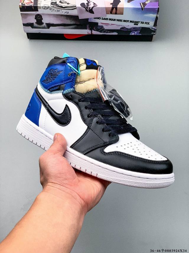 公司级头层！Air Jordan 1 乔1 高帮潮流缓震运动休闲板鞋 原装头层皮革 内置缓震气垫 原鞋开模 拒绝公底 原汁原味 忠于原版。0803924X34