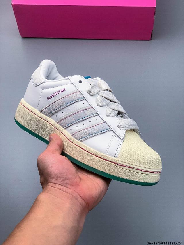 公司级！阿迪达斯Adidas Superstar Xlg 贝壳头厚底增高百搭休闲运动板鞋 原楦原纸版数据开发 采用头层皮革材质打造 正确鞋垫 正确底模及扇贝头盖