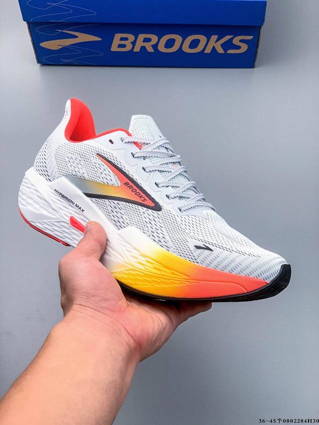 公司级！Brooks Hyperion Max 布鲁克斯烈风2 缓震透气竞速跑鞋 0802284H30