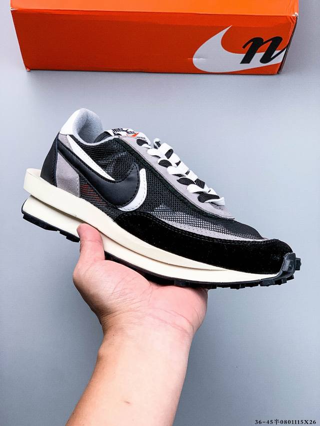 公司级！耐克 Nike Ldwaffle Sacai 日式解构美联学名 重叠双钩解设构计前卫华夫变形底双休闲慢跑鞋 0801115X26