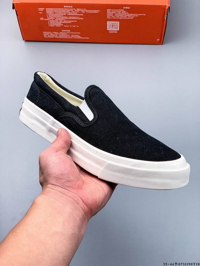 Converse 匡威 男女鞋真标硫化工艺日版限定，匡威Converse Deck Star Slip On 67 Black White 低帮帆布休闲一脚蹬懒