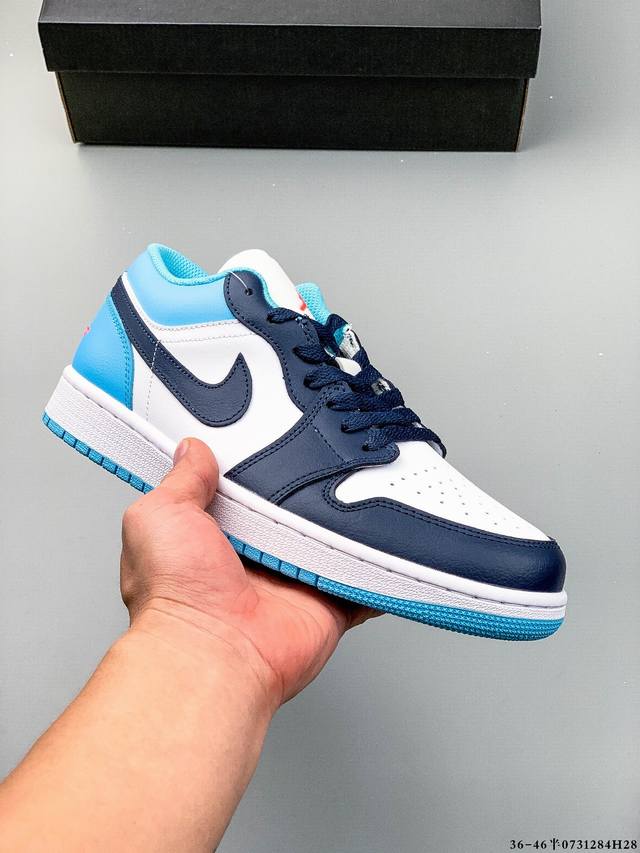公司级头层！耐克Nike Air Jordan 1 Low Aj1 乔1 低帮潮流运动休闲板鞋。Aj1 低帮拼接 完美版型真头层牛皮# 内置缓震气垫 原鞋开模