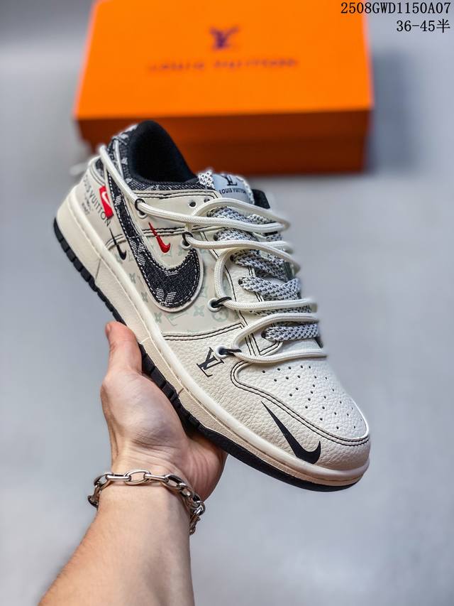 海外爆款限量发售！Nike Sb Dunk Low“ Lv联名 黑帆布抽绳” 周年高端定制 低帮休闲板鞋 定制鞋盒 大厂纯原品质出货 超高清洁度 皮料切割干净无