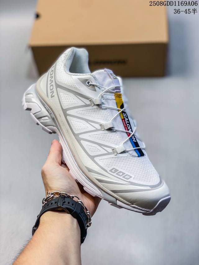 Salomon萨洛蒙 Xt-6 户外运动 网布织物合成革耐磨 低帮跑步鞋 男女同款 冰川白 主货号:412529 尺码36-45带半码 编码：08Gdd1169
