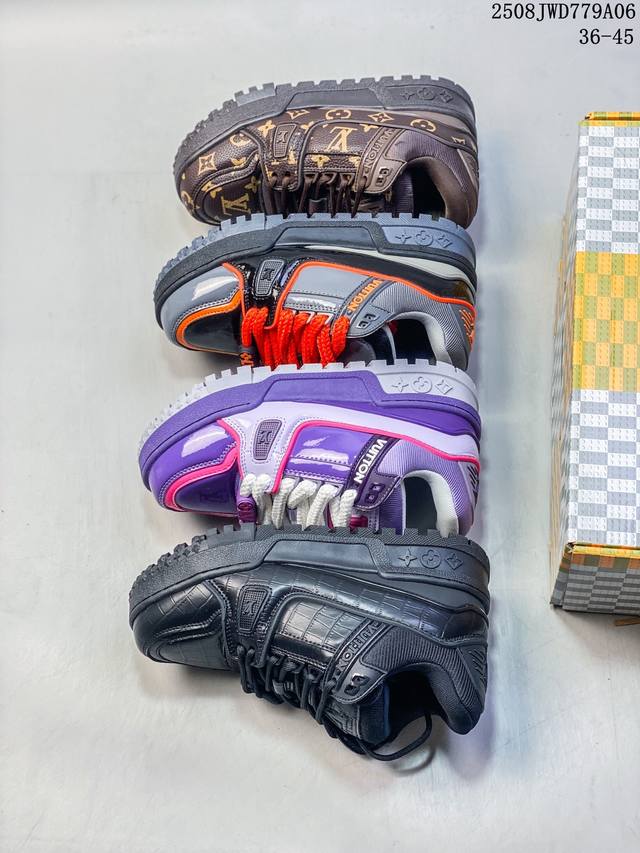 公司级Louis Vuitton Trainer Sneaker Low 路易威登 休闲运动文化百搭板鞋 舒适防滑底和百搭性霸屏整个时尚娱乐圈 细节调整完美主义