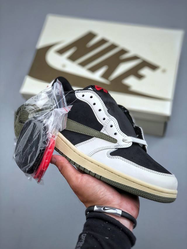 福利特价 Travis Scott X Fragment Design X Air Jordan 1 Low 乔1Aj1 Ts藤原浩闪电三方联名倒钩低帮文化篮球