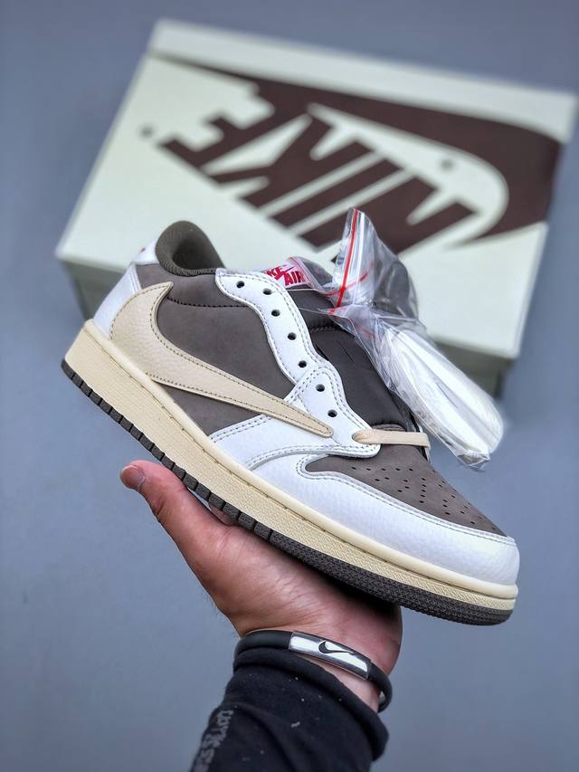 福利特价 Travis Scott X Fragment Design X Air Jordan 1 Low 乔1Aj1 Ts藤原浩闪电三方联名倒钩低帮文化篮球