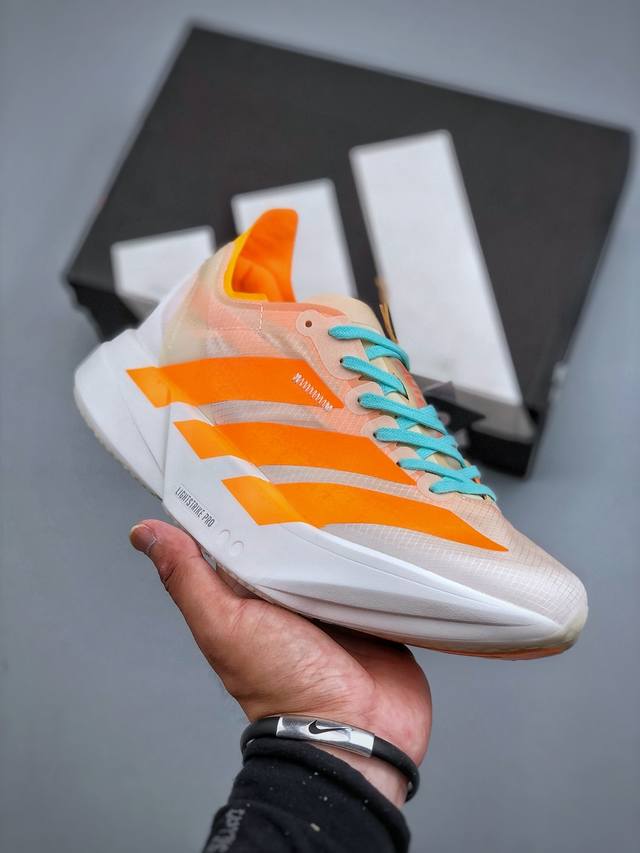 Adidas Adizero Adios Pro 4M 马拉松飞线贾卡轻质透气休闲运动跑步鞋采用双层透气网纱 Flywire动态飞线绑缚鞋面材质 内置Zoom小