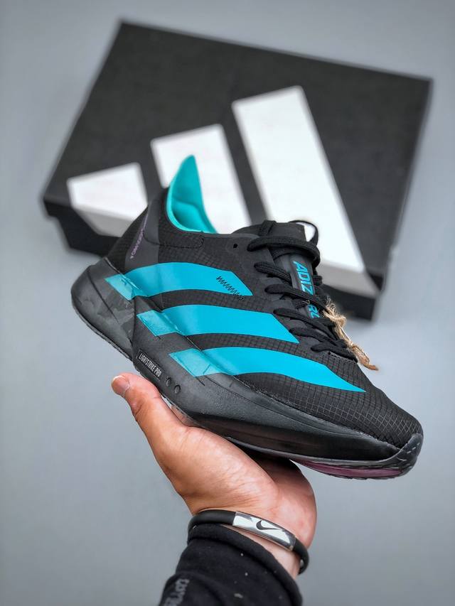 Adidas Adizero Adios Pro 4M 马拉松飞线贾卡轻质透气休闲运动跑步鞋采用双层透气网纱 Flywire动态飞线绑缚鞋面材质 内置Zoom小