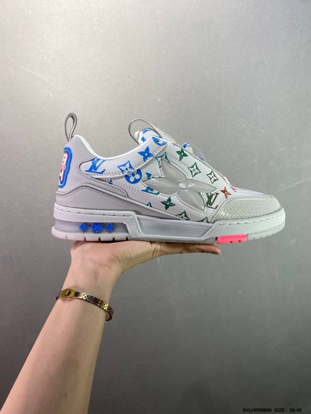 路易威登 Louis Vuitton Lv路易威登板鞋 新款 Lv Trainer最新配色运动鞋 L家 篮球鞋风格运动鞋 该鞋由艺术总监 Virgil Ablo