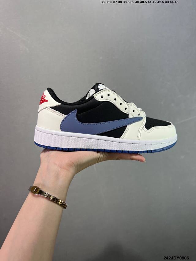 Aj1倒勾Travis Scott X Air Jordan 1 ” Reverse Mocha “ Aj1乔1 Ts 闪电 联名倒钩 低帮文化篮球鞋 完美品质