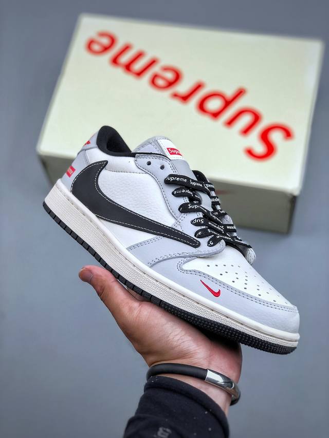 福利特价 Travis Scott X Nike Air Jordan 1 Low X Supreme 米黑红 Air Jordan 1 Low 反转米黑红小钩