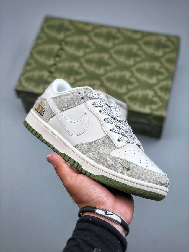 福利特价 Nike Sb Dunk Low“ 古驰联名 烟灰绿底” 周年高端定制 低帮休闲板鞋 定制鞋盒 大厂纯原品质出货 超高清洁度 皮料切割干净无任何毛边