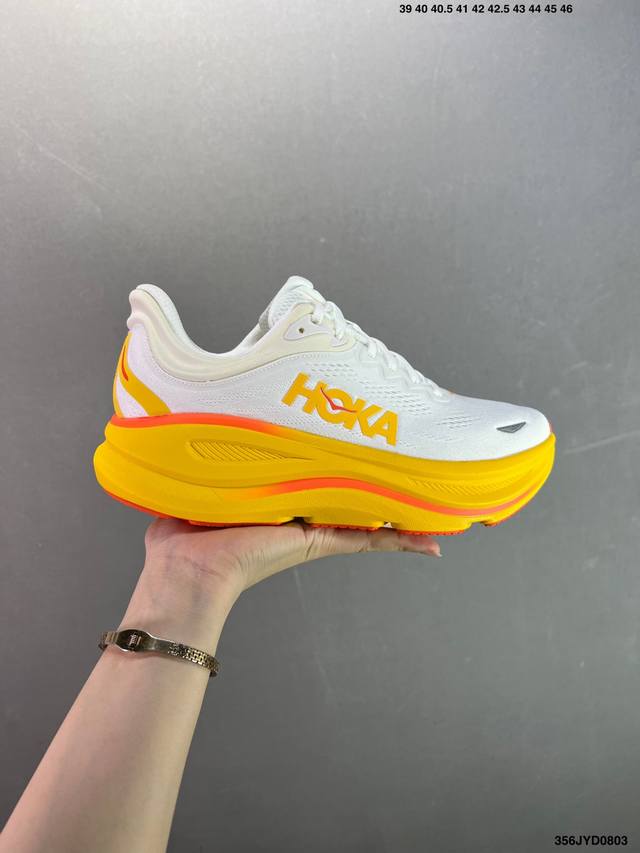 公司级Hoka One One Bondi 9 复古舒适防滑耐磨 低帮 山地户外跑步鞋 货号:1162011 尺码:36 36.5 37.5 38 38.5 3