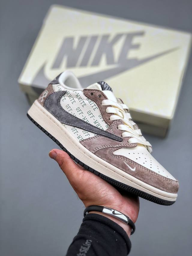 福利特价 C版 Travis Scott X Nike Air Jordan 1 Low X Off-White Air Jordan 1 Low 反转米棕灰小