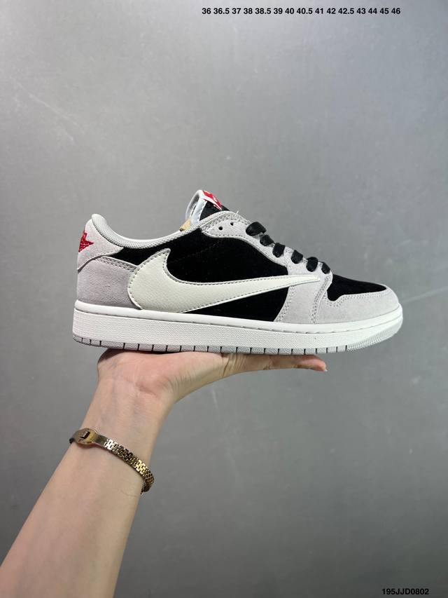 Aj1倒勾Travis Scott X Air Jordan 1 ” Reverse Mocha “ Aj1乔1 Ts 闪电 联名倒钩 低帮文化篮球鞋 完美品质