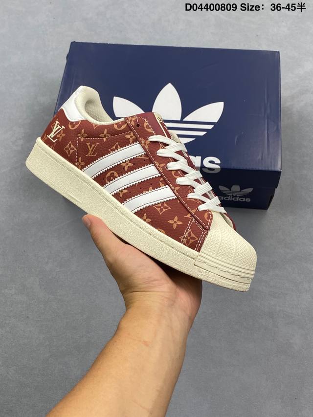 阿迪达斯Adidas三叶草 Originals Superstar贝壳头’Diy’系列低帮经典百搭休闲运动板鞋 原装头层材料 用料绝不含糊 独家版型蒸餾加工帶來