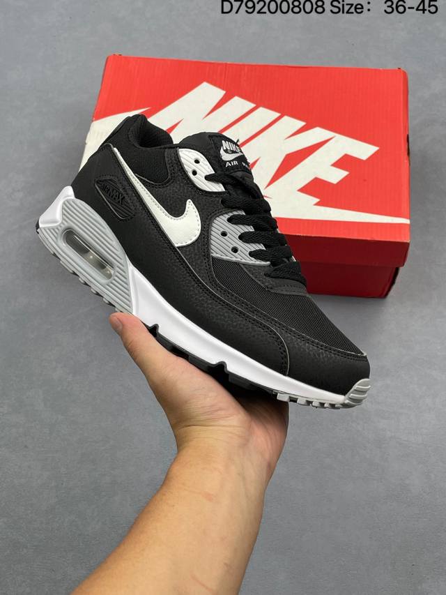 耐克 Air Max 90 男女子休闲运动鞋 气垫运动鞋 透气舒适减震耐磨底休闲运动跑步鞋，设计均采用无缝防水 Tech Tuff 挡泥片和结合鞋面的 Cord
