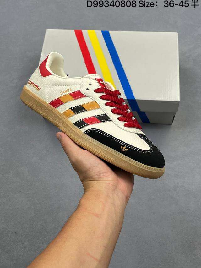 阿迪达斯三叶草Adidas Originals Samba Og 桑巴舞系列绅士德训足球风百搭低帮休闲运动板鞋 货号：Dd6607 尺码：36-45带半码 Id