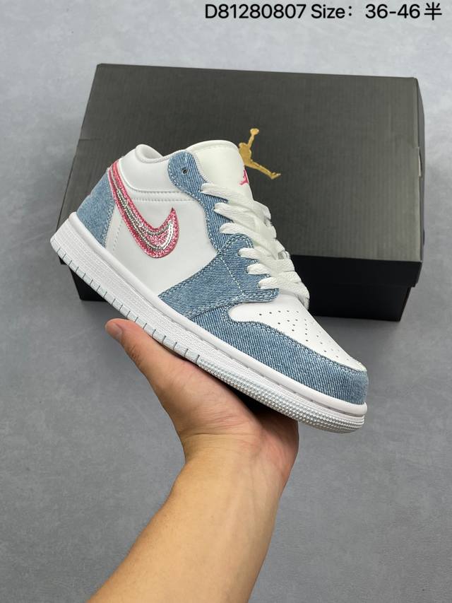 Air Jordan 1 Low 蓝粉 Aj1乔1低帮休闲板鞋 同步官方配色 市场唯一独家头层皮打造 原鞋原档案开发 原厂皮料 原档冲孔鞋头 正确满胶鞋垫 四线