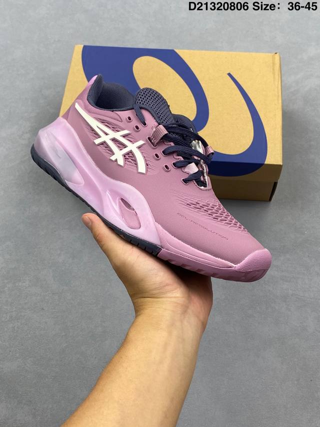 Asics亚瑟士Gel-Resolution 10 男女子稳定R9 R10专业网球鞋 外观设计上，R10一改之前R8、R9的“扁长细”风格，变得更高更宽了。内侧