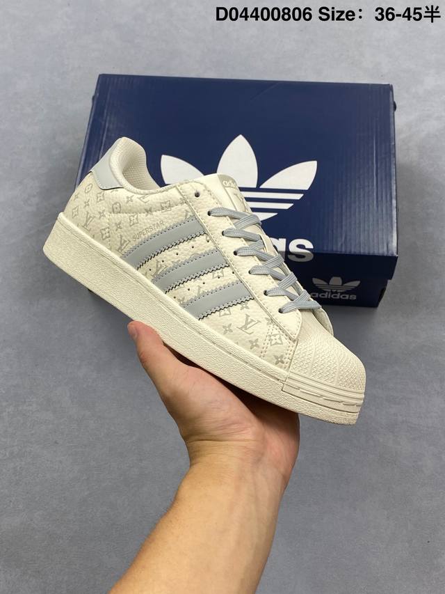 阿迪达斯Adidas三叶草 Originals Superstar贝壳头’Diy’系列低帮经典百搭休闲运动板鞋 原装头层材料 用料绝不含糊 独家版型蒸餾加工帶來