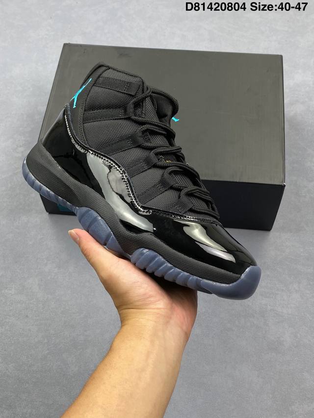 公司级 Air Jordan 11 Retro Gamma Blue 高帮 复刻 Aj11 乔丹11代 Aj11 乔11 高邦 付款黑蓝 乔丹篮球鞋系列 鞋身整