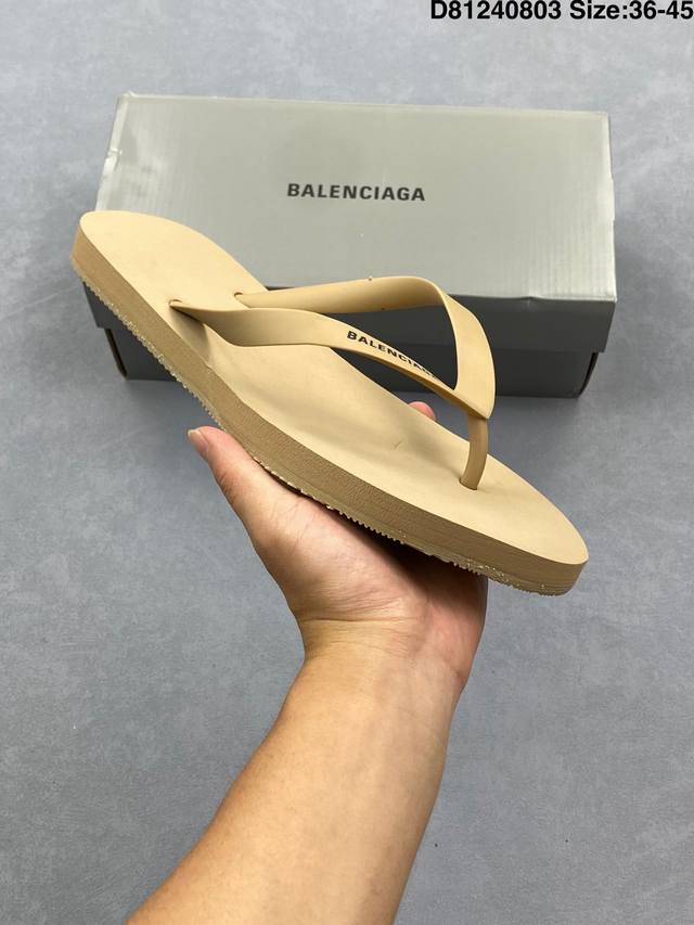 Balenciaga巴黎世家 圆头套脚人字拖鞋 男款 米色 尺码：如图 货号：812925 编码：D81240803
