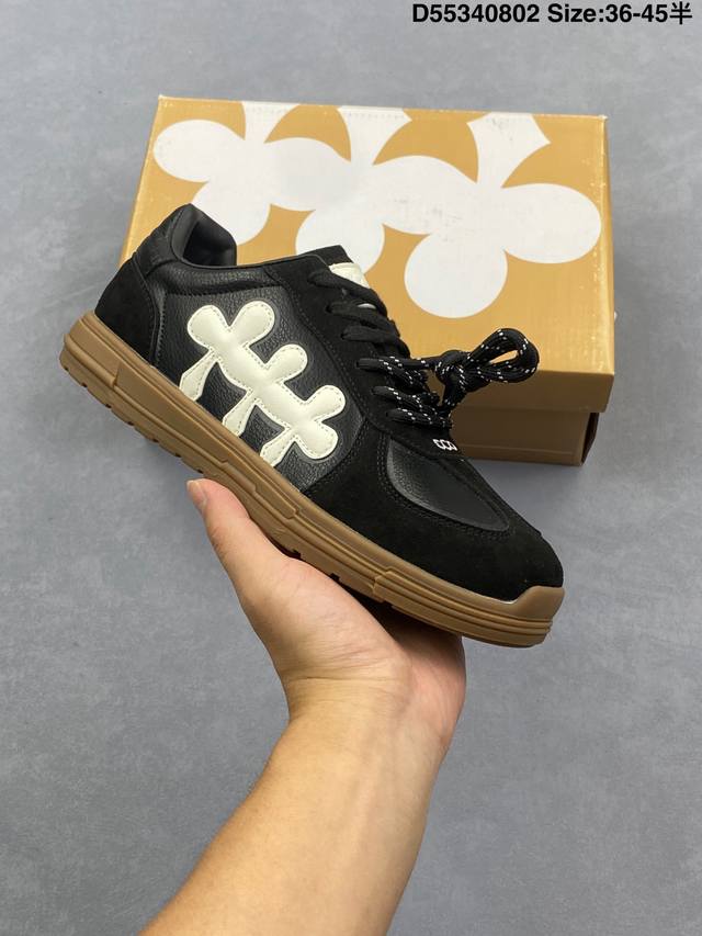 公司级Shootbrand Low Sneaker 重奏黑梅系列增高复古低帮滑厚底休闲运动鞋“皮革黑白梅花”Cz-Hm Shotbrand 中文名：Shootb