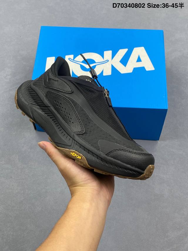Hoka One One Project Transport 舒适 防滑耐磨 低帮 生活休闲鞋 男女同款 黑色这双鞋也是Hoka提倡环保主义的一双鞋款，中底和外