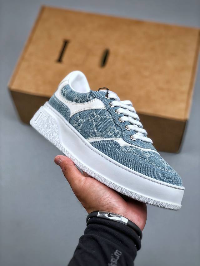 海外版 高奢 Gu Screener Gg High-Top Sneaker古驰饼干鞋 运动休闲鞋系列＃全套专柜包装物及配件 这款运动鞋采用厚底结构，巧妙运用外