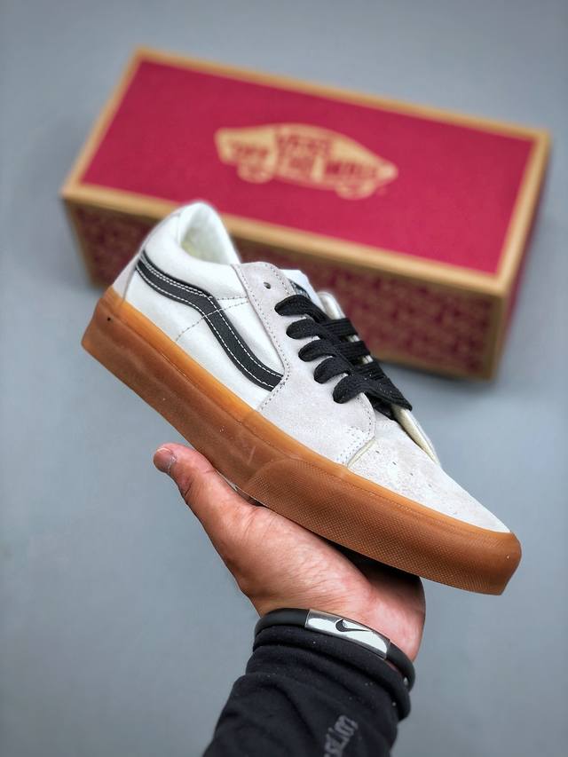 Vans Sk8-Low 米白生胶 范斯新款米白黑饰条色复古街头生胶牛筋底 尺码：35-44 半