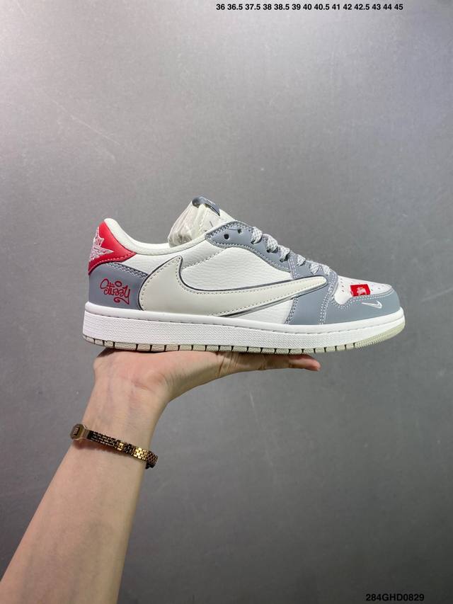 公司级Air Jordan 1 Low 联名 此款主张打破传统的工业化流水线设计限制，以Made By Ideas的超级创意为理念，集结众多潮流设计师，结合时下