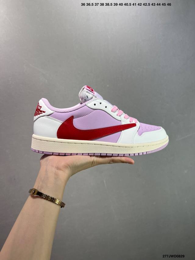 公司级Aj1倒勾Travis Scott X Air Jordan 1 ” Reverse Mocha “ Aj1乔1 Ts 闪电 联名倒钩 低帮文化篮球鞋 完