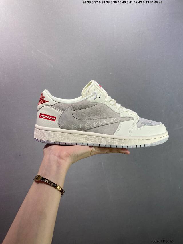 公司级Nike Air Jordan 1 X Travis Scott Aj1倒勾 乔一倒钩 ‘Diy’定制 耐克 低帮文化篮球鞋 完美品质出货 细节如图所示