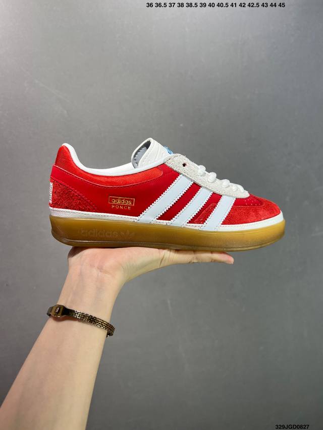 公司级Adidas Originals Gazelle Indoor 三叶草休闲防滑耐磨低帮板鞋 鞋头出色设计 塑就出众贴合感 稳固的后跟贴合足部曲线设计 软弹