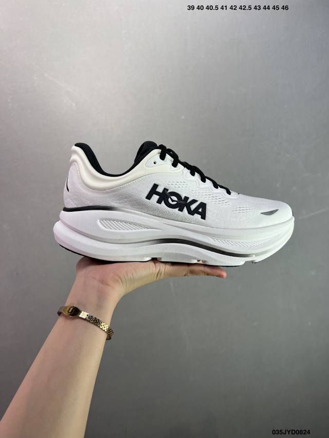 公司级Hoka One One Bondi 9 复古舒适防滑耐磨 低帮 山地户外跑步鞋 货号:1162011 尺码:36 36.5 37.5 38 38.5 3