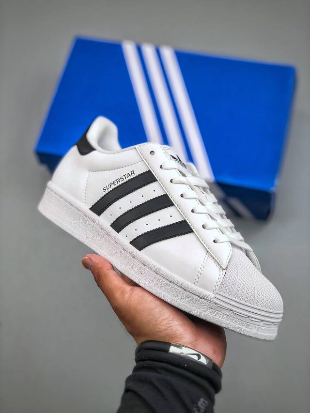 Ad Originals Superstar 贝壳头 黑白 采用全新头层拼接皮革材质 后跟采用特色3D立体印字 渠道正品订单 诠释市场最高工艺水平全鞋进口头层皮