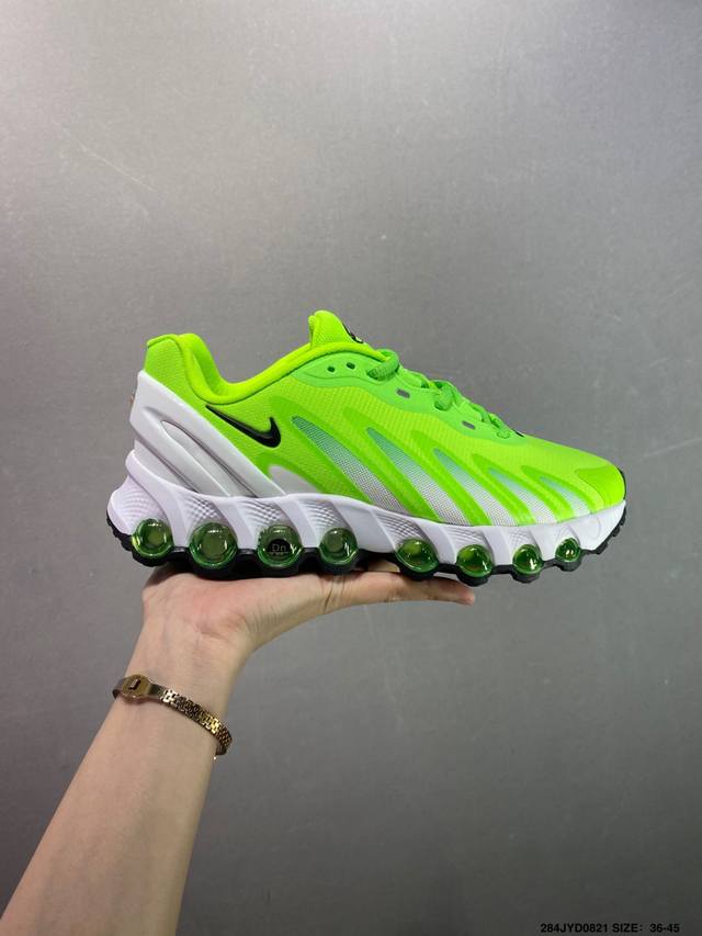 公司级Nike Air Max Dn8 全掌科技气垫 缓震运动跑鞋 Dn8的核心亮点在于其八腔气垫结构 根据不同部位设定的气压值专为行走设计 提供卓越的舒适感